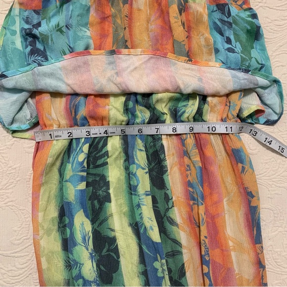 O'Neill Koia Multi Colored Tropical Strapless Off The Shoulder Midi Slit Dress - Picture 11 of 13